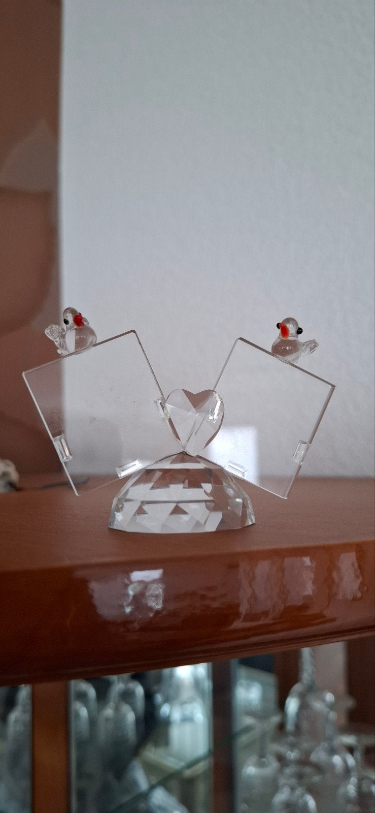 Kristal Vogeltjes op Hart fotolijstje, Ophalen, Zo goed als nieuw, Figuurtje
