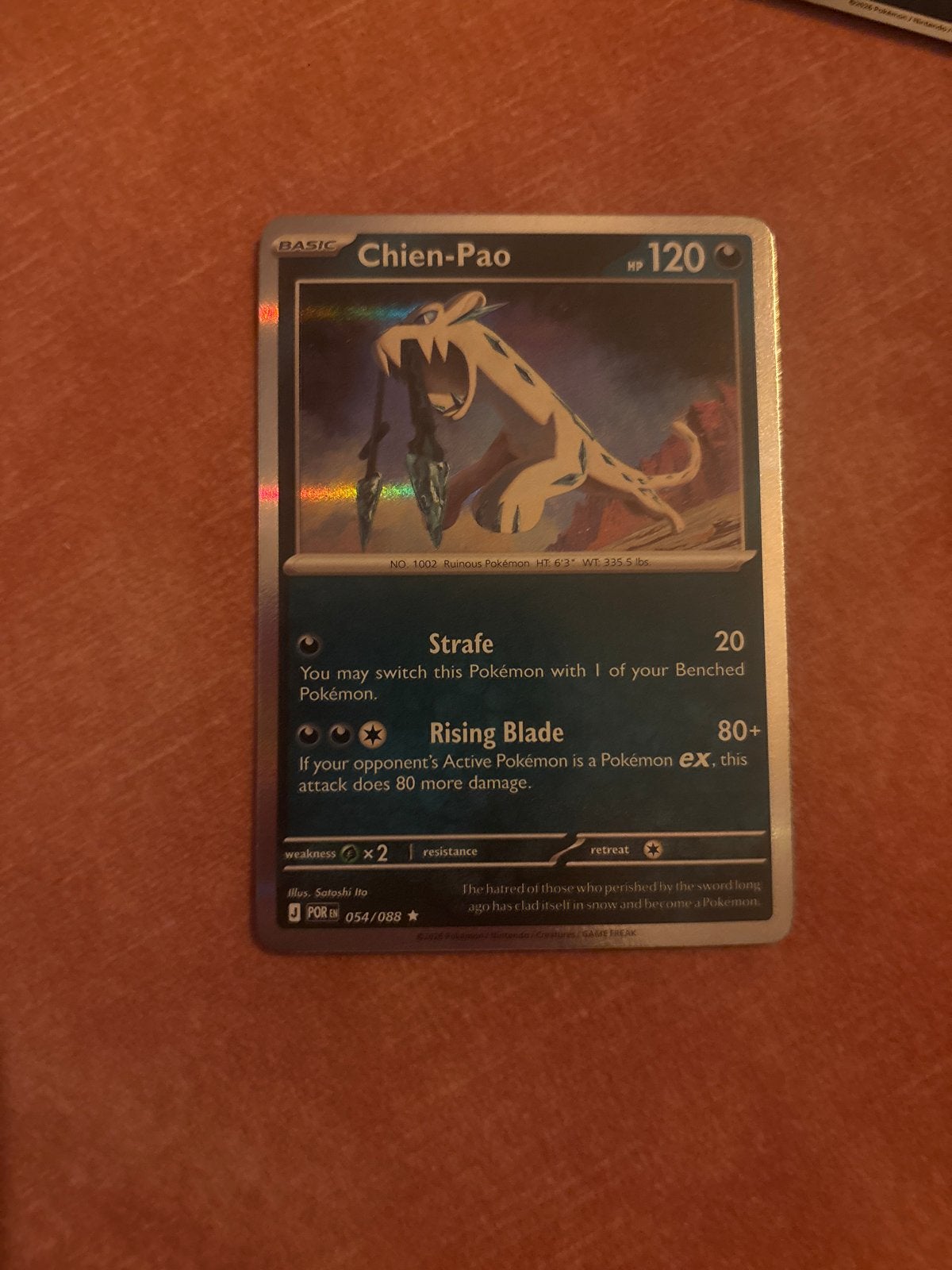 Chien-Pao 054/088 Holo Pokémon Kaart, Ophalen of Verzenden, Zo goed als nieuw, Losse kaart, Foil