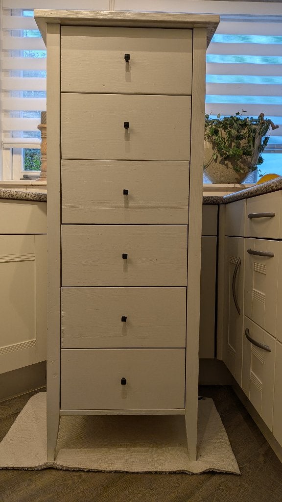 Witte ladenkast (6 lades), Huis en Inrichting, Ophalen, Minder dan 50 cm, Gebruikt, 5 laden of meer