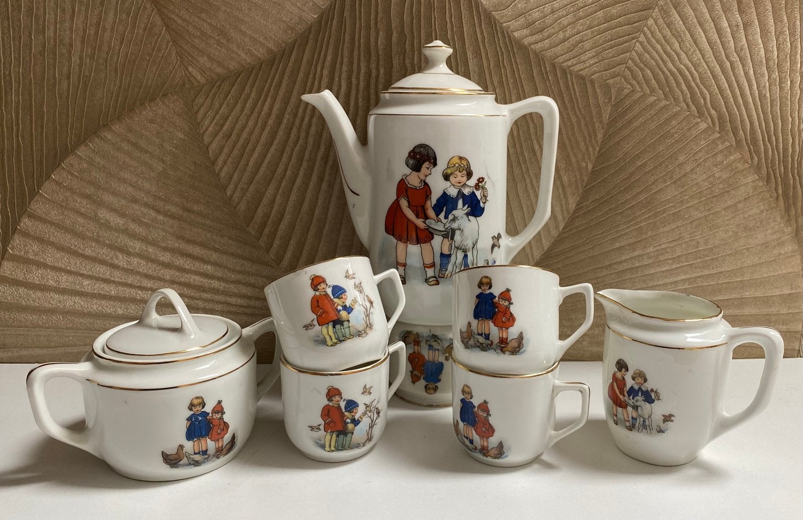 Porselein kinder/poppenservies onderdelen-begin 20e eeuw, Ophalen of Verzenden