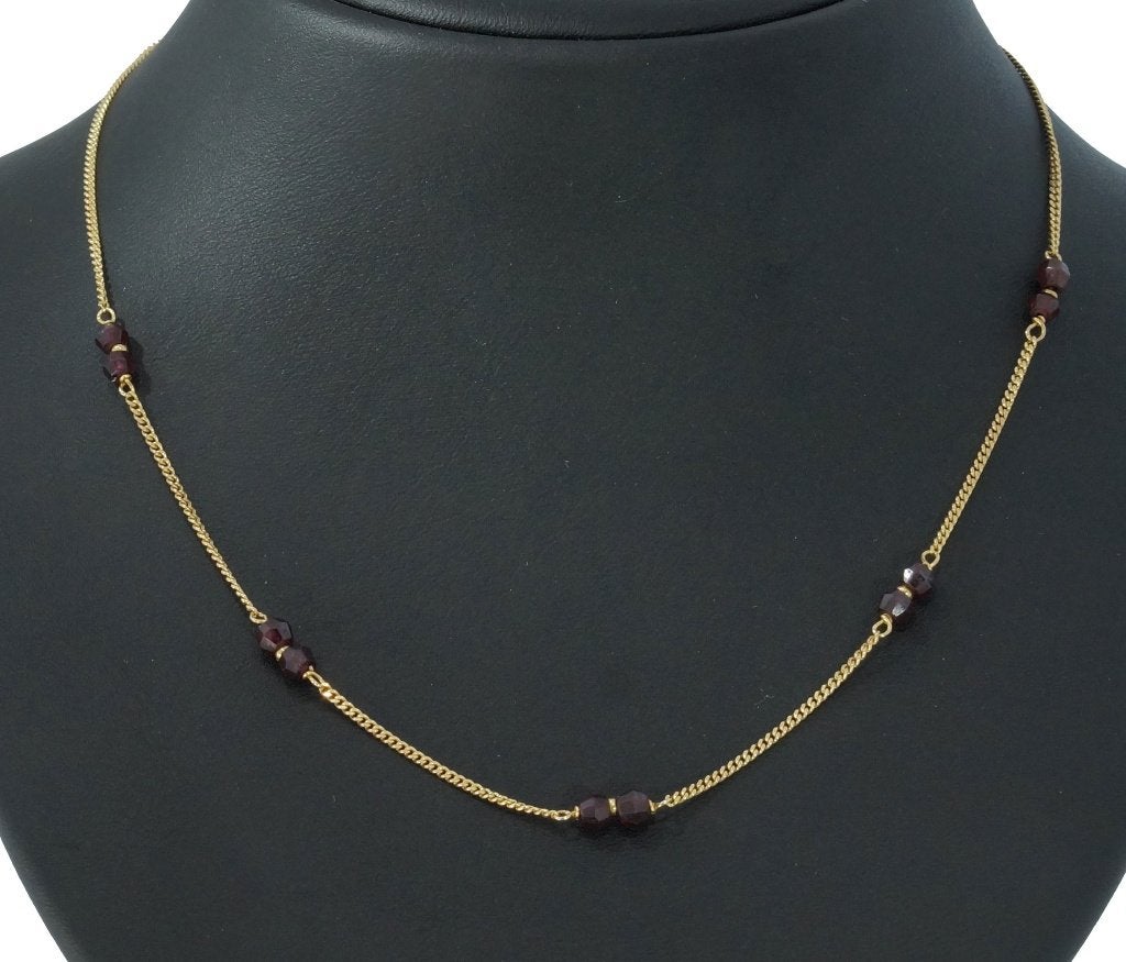 Gourmet schakel ketting 14k goud granaat dame vintage retro, Sieraden, Tassen en Uiterlijk, Voordeelsieraden, Ophalen of Verzenden