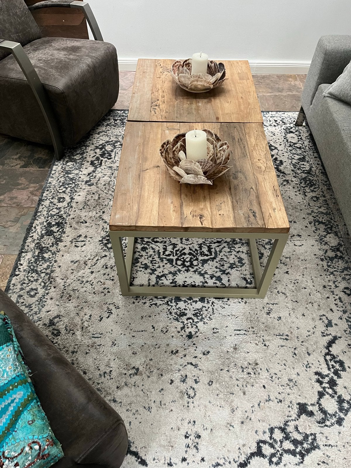 Set van 2 bijzettafels/salontafels 60x60 cm, Ophalen, Gebruikt, Vierkant, 50 tot 100 cm