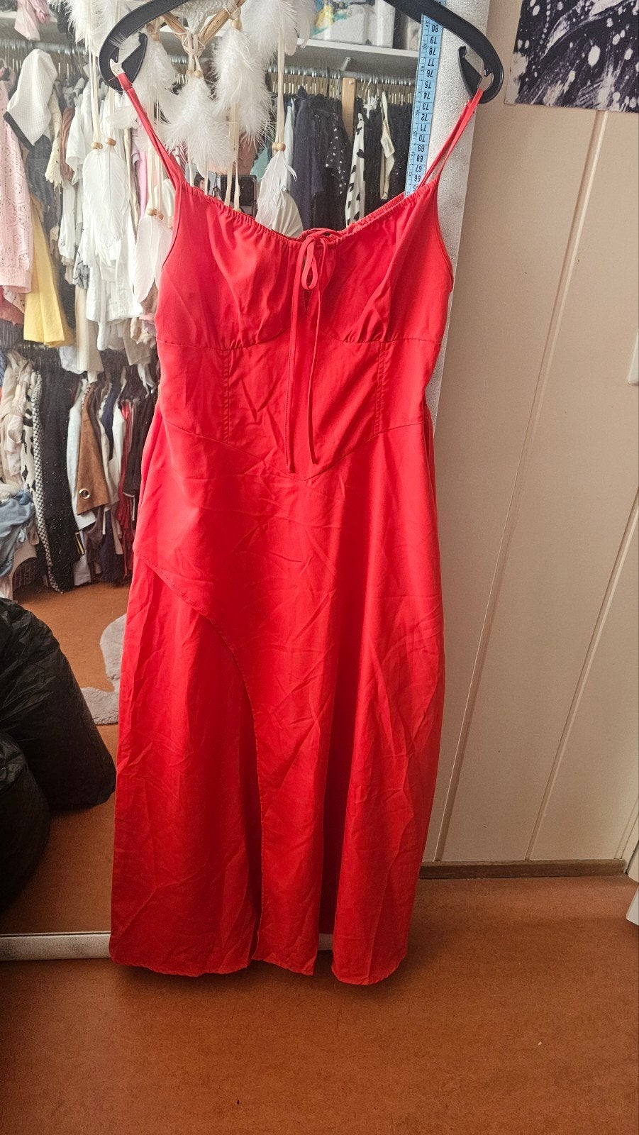Shein klaproos Rode Maxi Jurk  Maat L, met leuke split, Maat 42/44 (L), Ophalen of Verzenden, Zo goed als nieuw, Shein