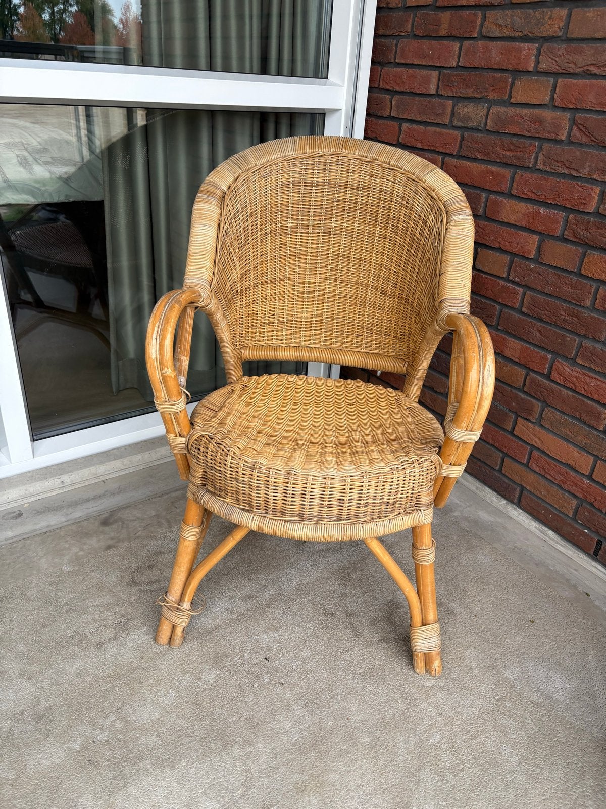 Rotan stoel - Vintage look, Ophalen, Gebruikt, Bruin, Riet of Rotan