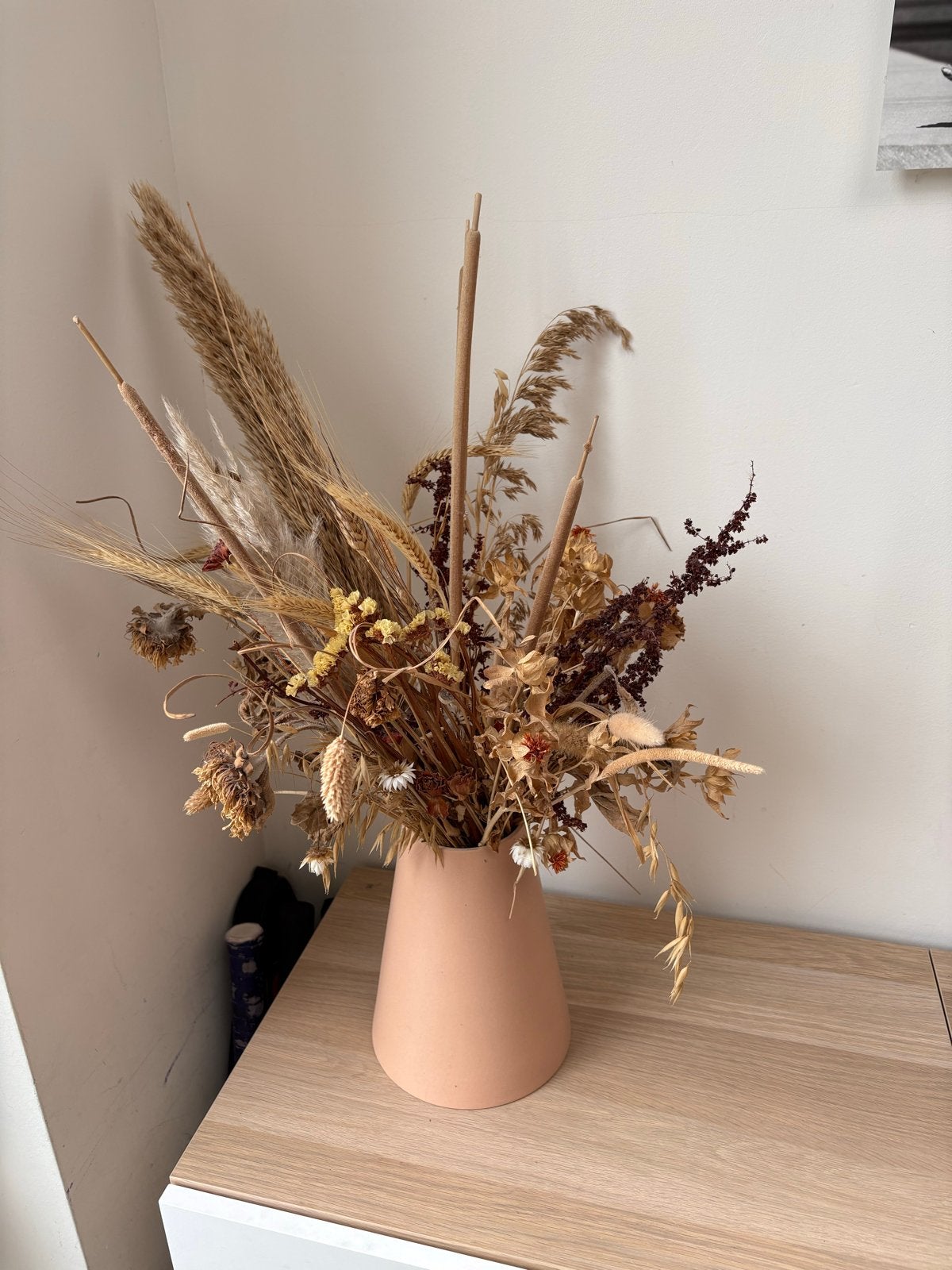 Bloomon droogboeket met vaas, Binnen, Natuurlijk materiaal, Ophalen of Verzenden, Zo goed als nieuw