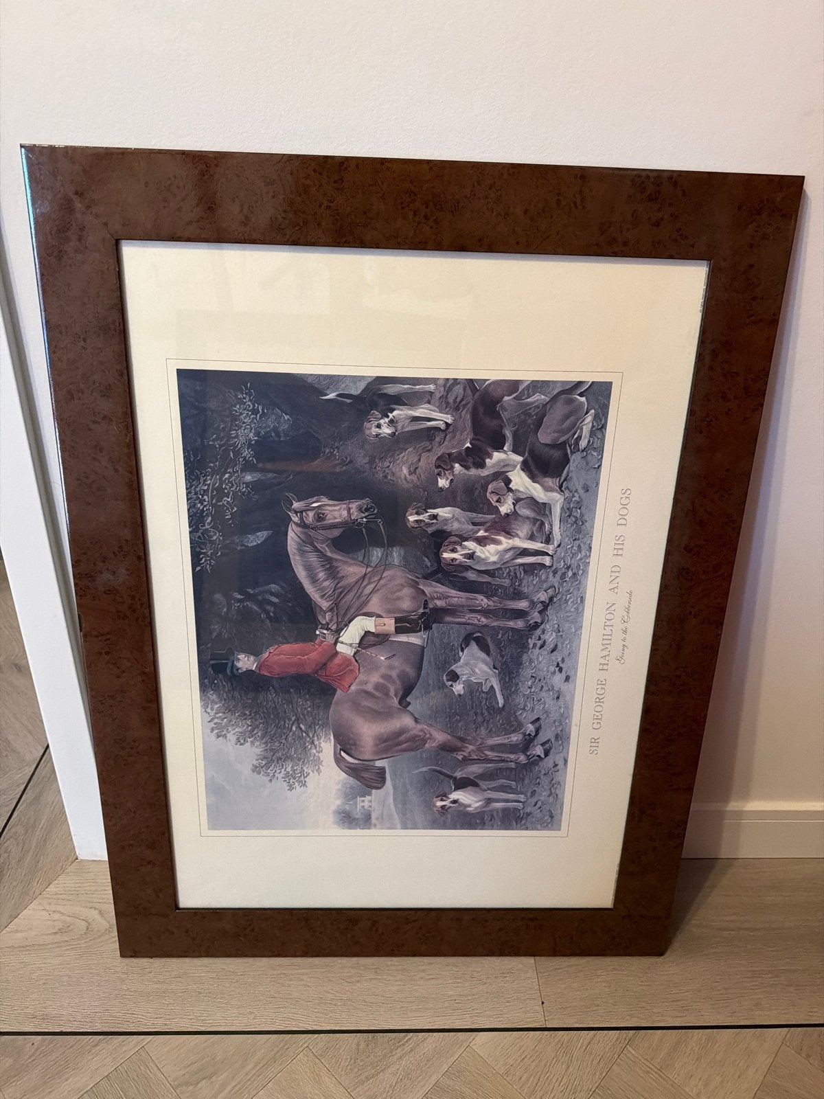 Klassieke lijst met afbeelding van jager, paard en honden, Dieren, Klassiek, Print, Papier
