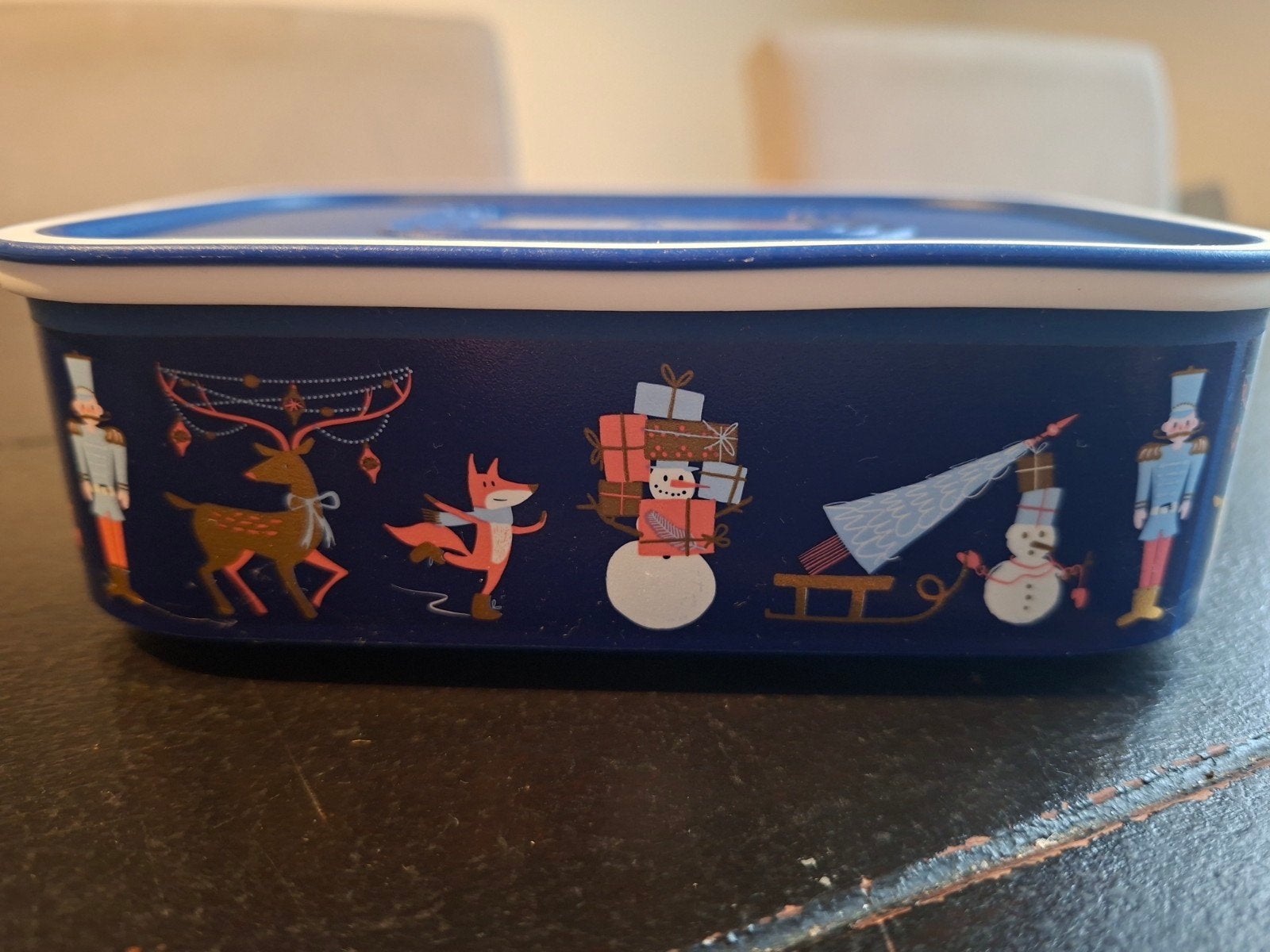 Tupperware bewaardoos met kerstprint -  nieuw, Bewaardoos, Blauw, Nieuw, Ophalen of Verzenden