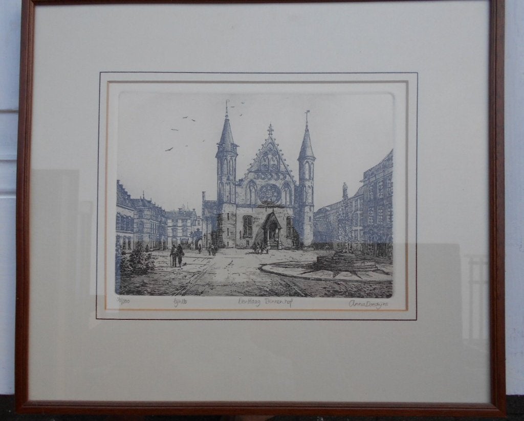 Originele gravure Ridderzaal Binnenhof ’s-Gravenhage, Antiek en Kunst, Kunst | Etsen en Gravures, Ophalen