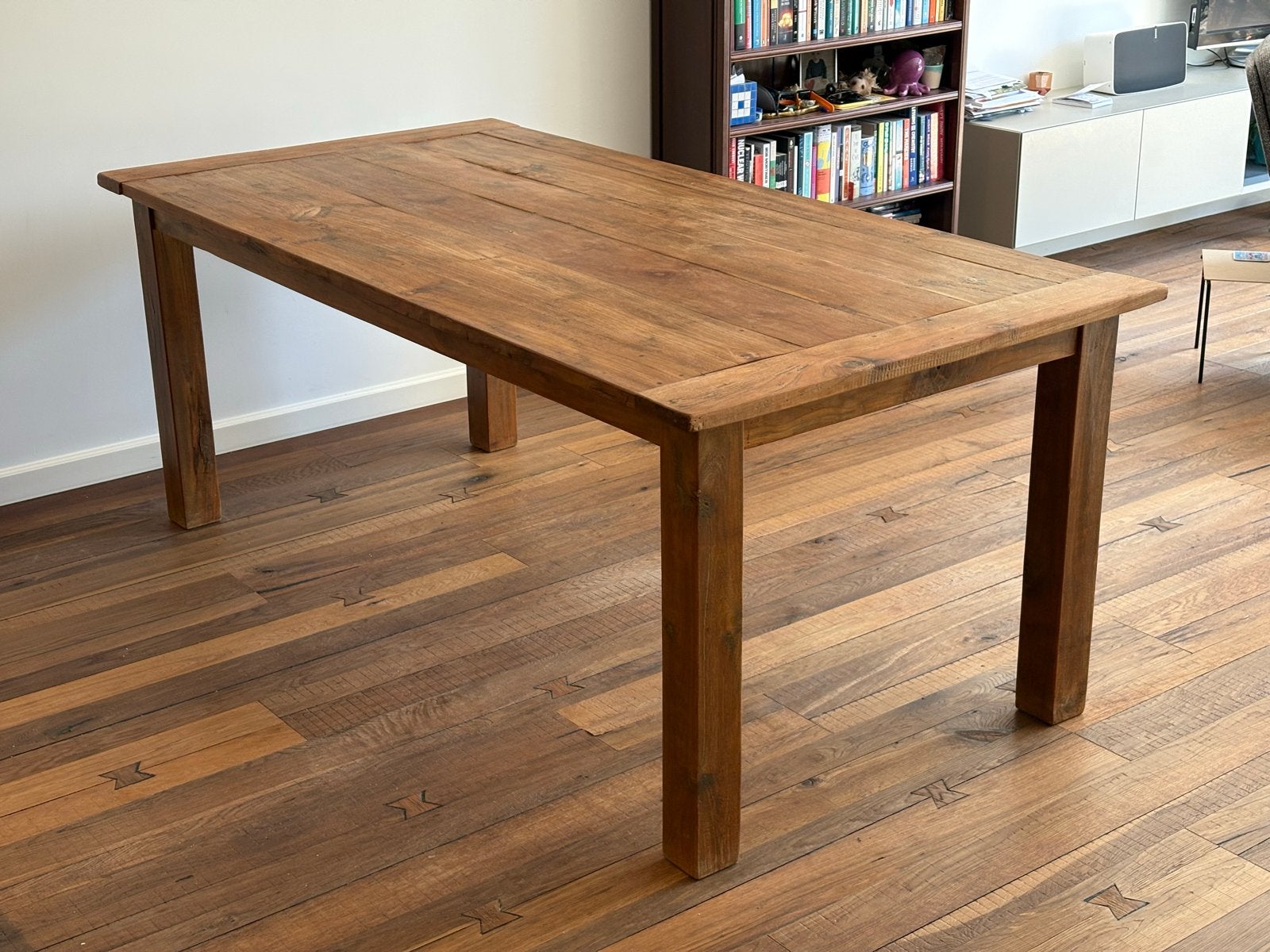 Robuuste teakhouten eettafel - 200x100x79cm, Ophalen, Gebruikt, 100 tot 150 cm, Teakhout