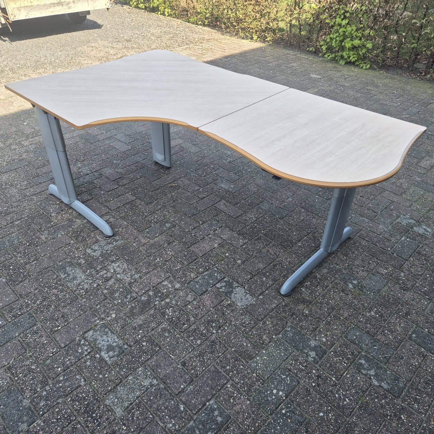 Groot bureau, in zeer goede staat, Gebruikt, Metaal, Hoekbureau, In hoogte verstelbaar