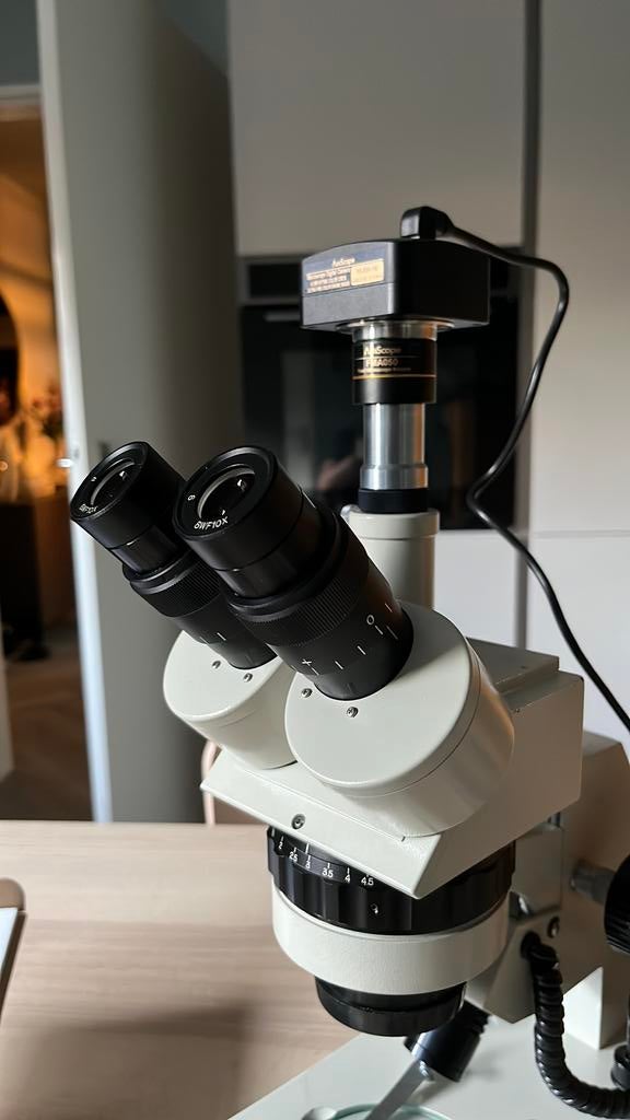 Stereomicroscoop MET camera, Audio, Tv en Foto, Optische apparatuur | Microscopen, Ophalen, Zo goed als nieuw, Minder dan 400x