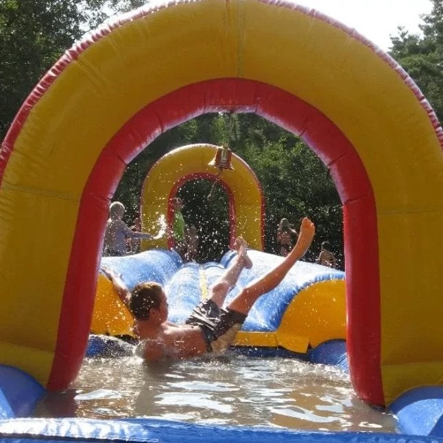 Buikglijbaan 14 meter te koop, Hobby en Vrije tijd, Feestartikelen | Verhuur, Ophalen, Gebruikt, Overige