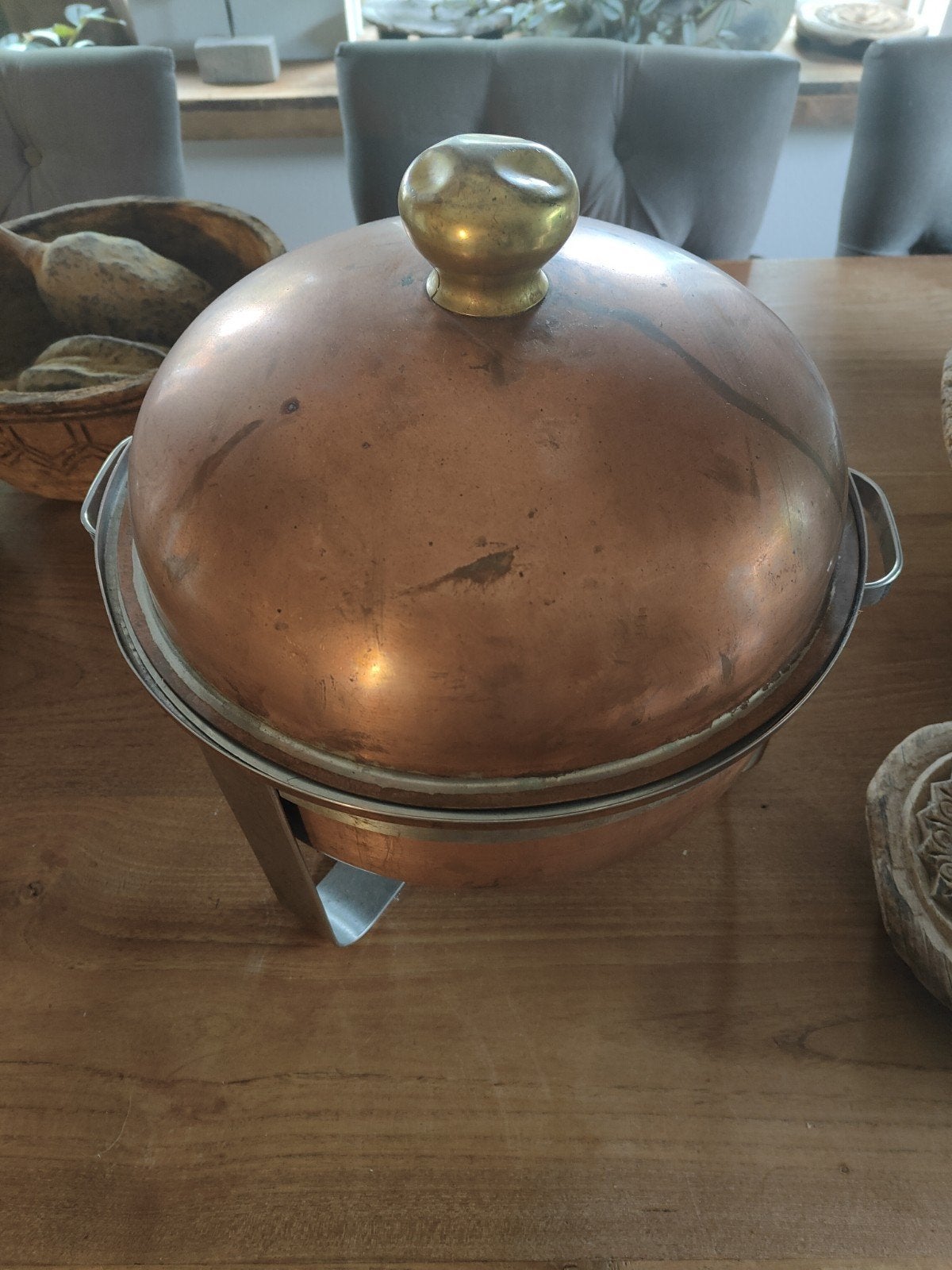 Koperen Chafing Dish Rond - 30 cm, 5 Liter, Ophalen of Verzenden