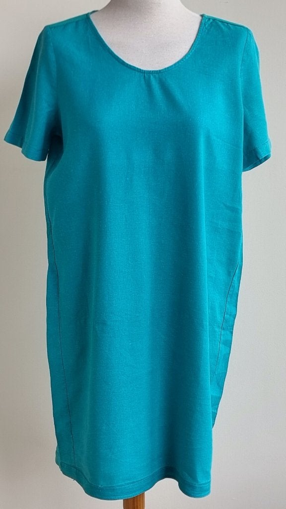 La Ligna blauw jurkje met linnen mt. 36, Blauw, Ophalen of Verzenden, Zo goed als nieuw, Maat 36 (S)