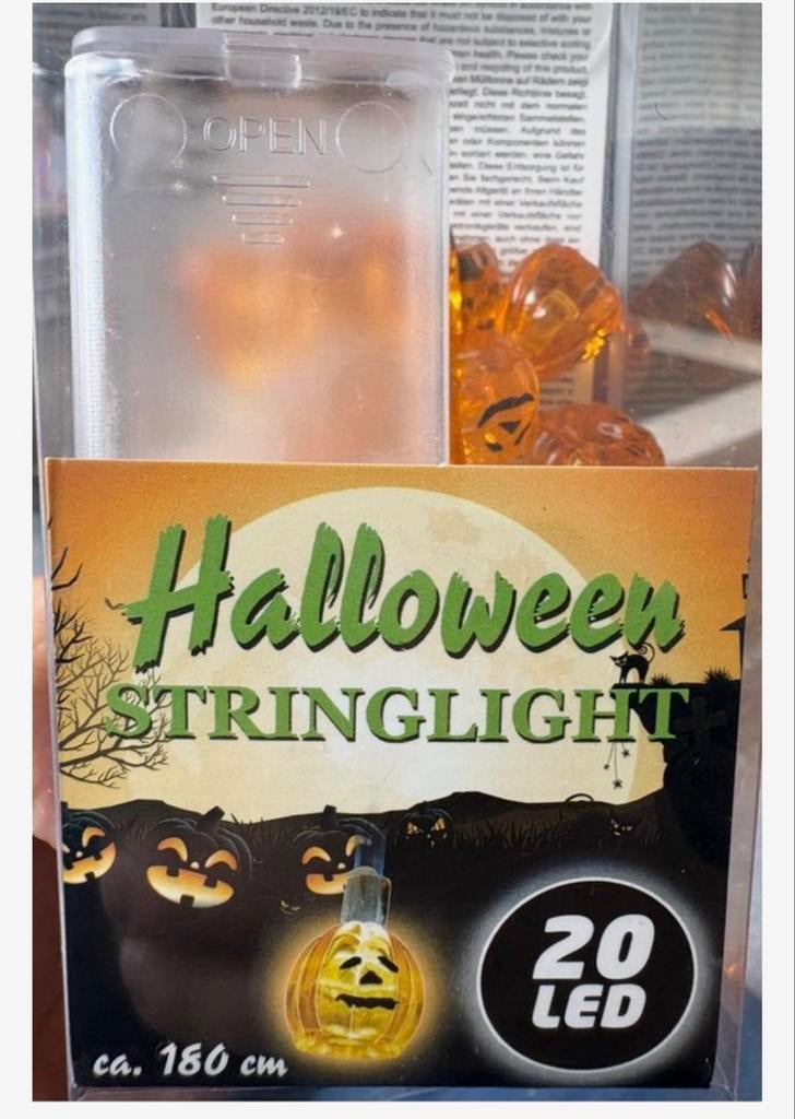 Halloween lichtslinger met 20 LED pompoen lampjes, Verzenden, Zo goed als nieuw