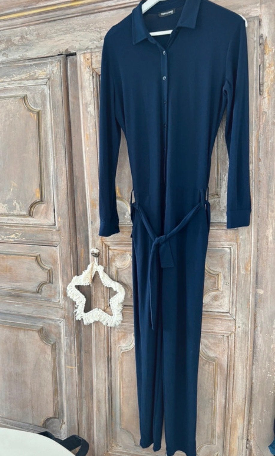 Triple Nine Stijlvolle donkerblauwe jumpsuit - Maat XL, Ophalen of Verzenden, Gedragen, Maat 46/48 (XL) of groter, Blauw