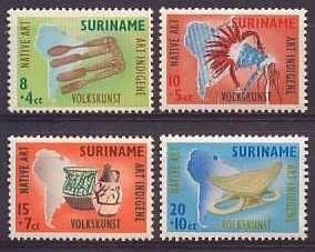 Suriname NVPH nr 336/9 postfris Inheemse Volkskunst 1959, Ophalen of Verzenden, Postfris
