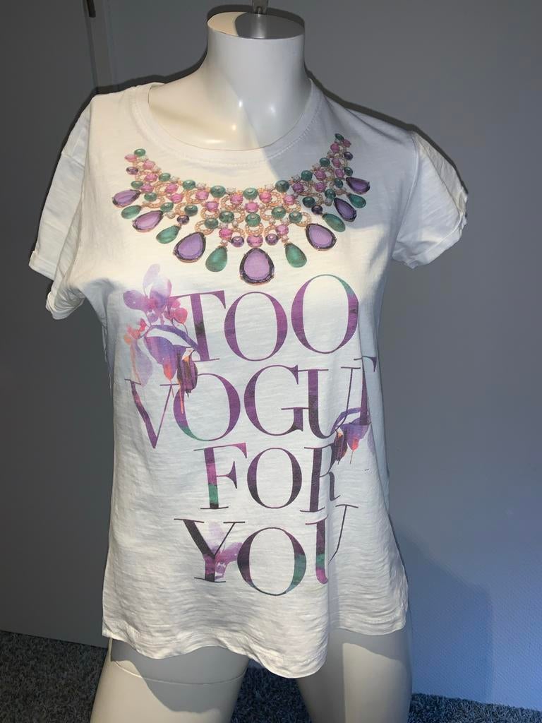 Tee trent shirt met leuke opdruk xs, ., Wit, Ophalen of Verzenden, Zo goed als nieuw