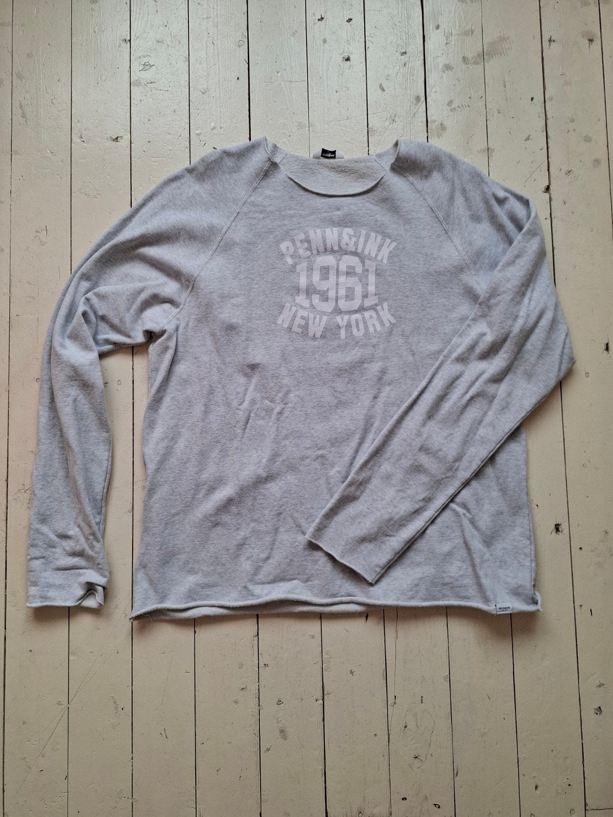 Penn&Ink trui grijs met wit - Maat XL, Verzenden, Maat 46/48 (XL) of groter, Zo goed als nieuw, Penn&Ink