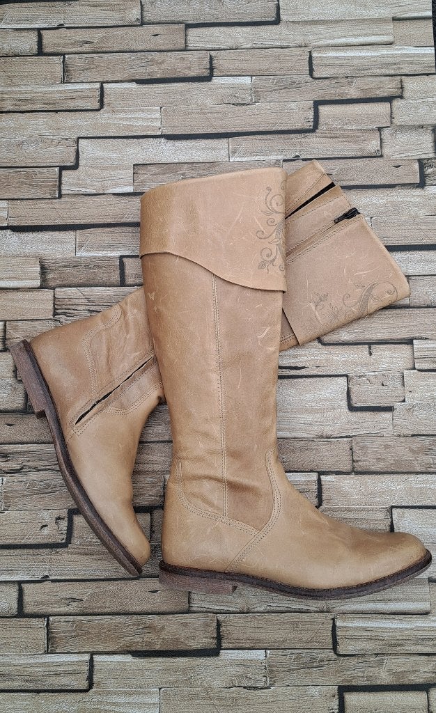 SEASONS - aparte hoge leren laarzen, 39, Hoge laarzen, Verzenden, Beige, Seasons