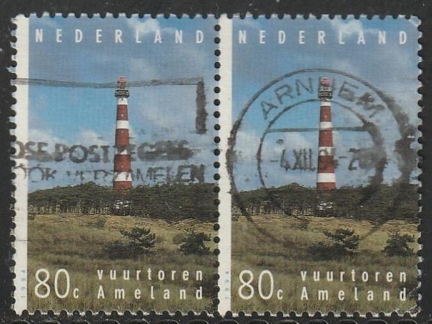 Nederland 1994 1621 Vuurtoren Ameland-paar, Gest Arnhem, Postzegels en Munten, Ophalen of Verzenden, Na 1940, Gestempeld