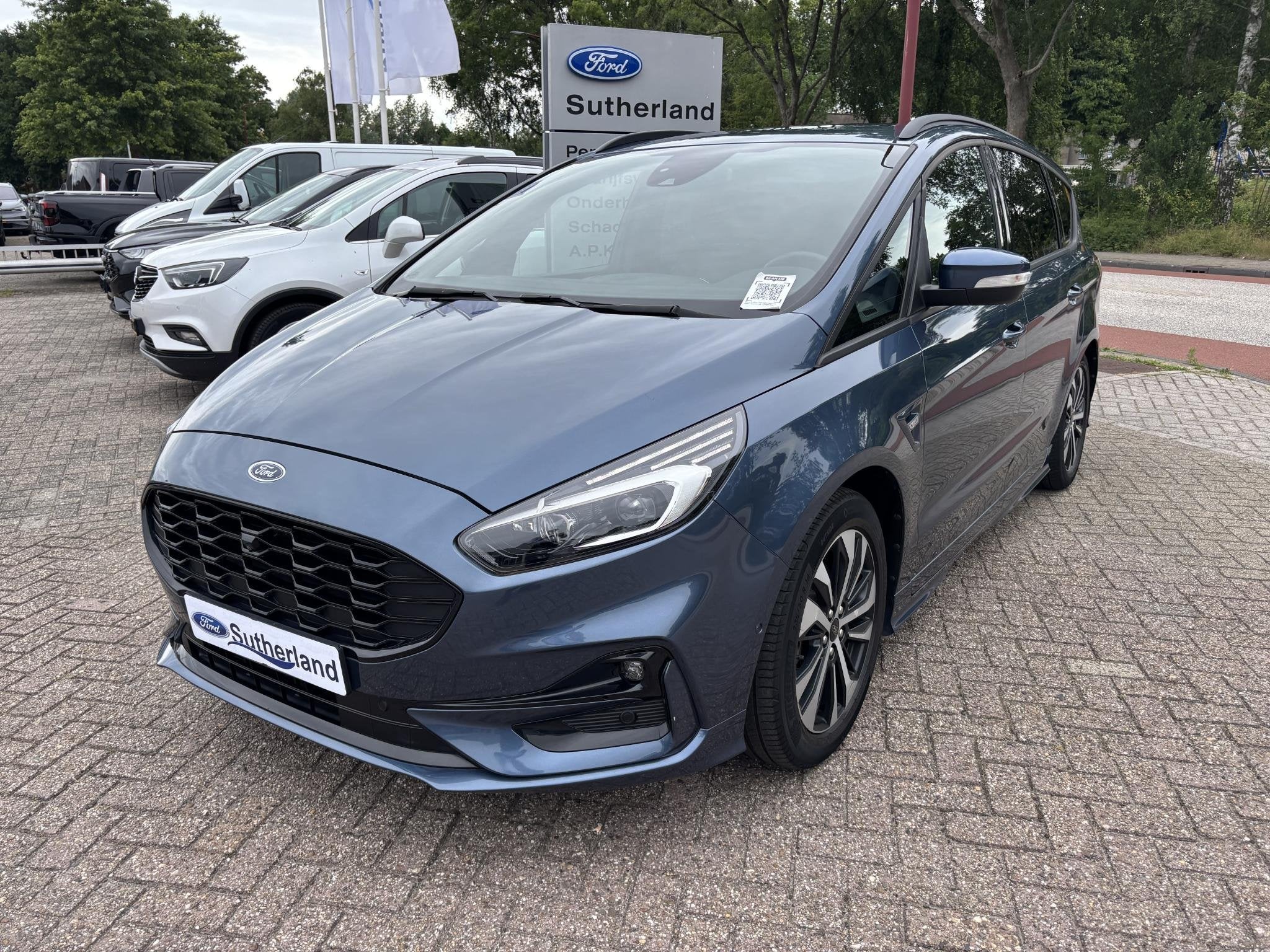 Ford S-Max 2.5 FHEV ST-Line Hybride Automaat 190pk | Adaptie, Auto's, Ford, 4 cilinders, Blauw, Automatische klimaatregeling, Bedrijf