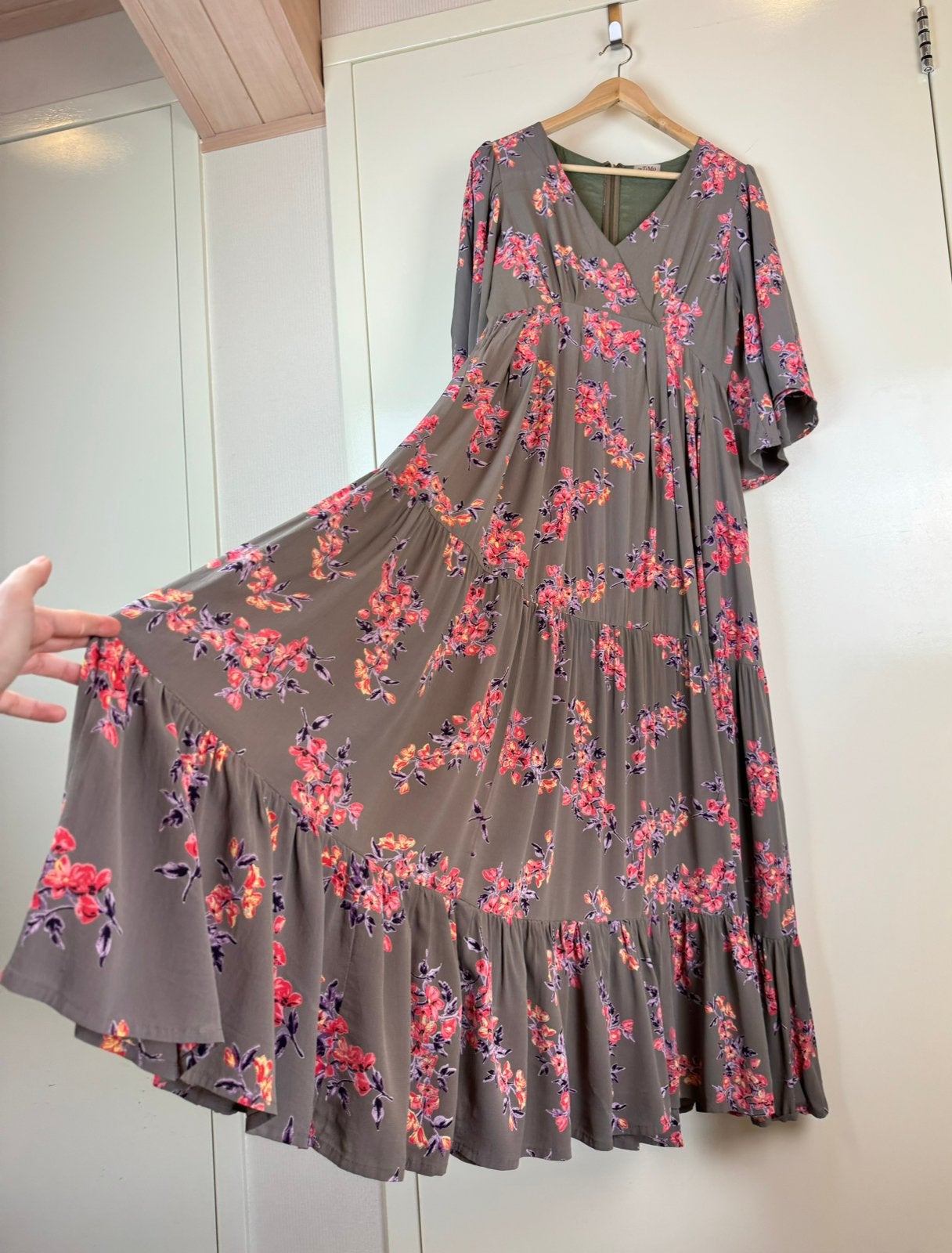By Timo maxi viscose dress gown jurk floral bloom long M, Maat 38/40 (M), Overige kleuren, Ophalen of Verzenden, Zo goed als nieuw