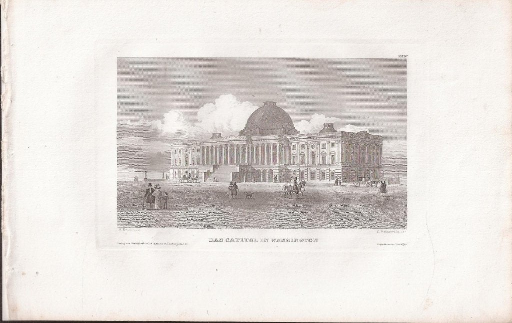 Das Capitol in Washington Staalgravure ca. 1830 Het Capitool, Antiek en Kunst, 1800 - 1899, Stadsgezicht, Ophalen of Verzenden