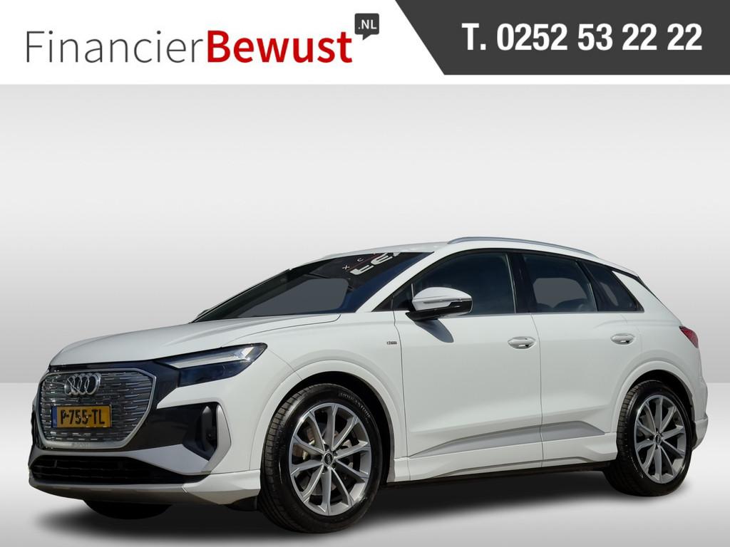 Audi Q4 e-tron 40 2x S-LINE 77KWH 204 PK LEDER 20 INCHE-LMV, Automaat, Achterwielaandrijving, Gebruikt, Leder en Stof