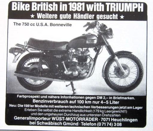 3 oude advertenties reclames Triumph motorfiets 81-82 motor, Ophalen of Verzenden, Gebruikt, Overige typen