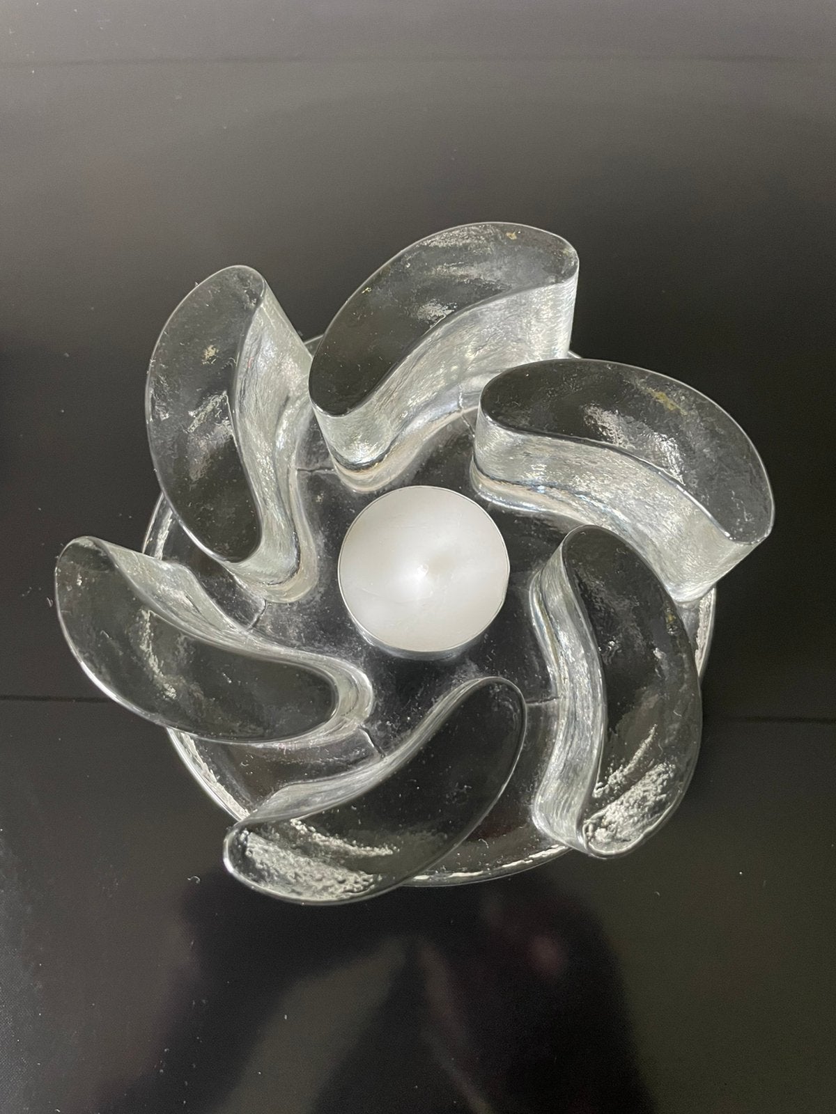 Vintage glazen thee lichthouder, Glas of Glazen, Ophalen of Verzenden, Overige stijlen, Glas