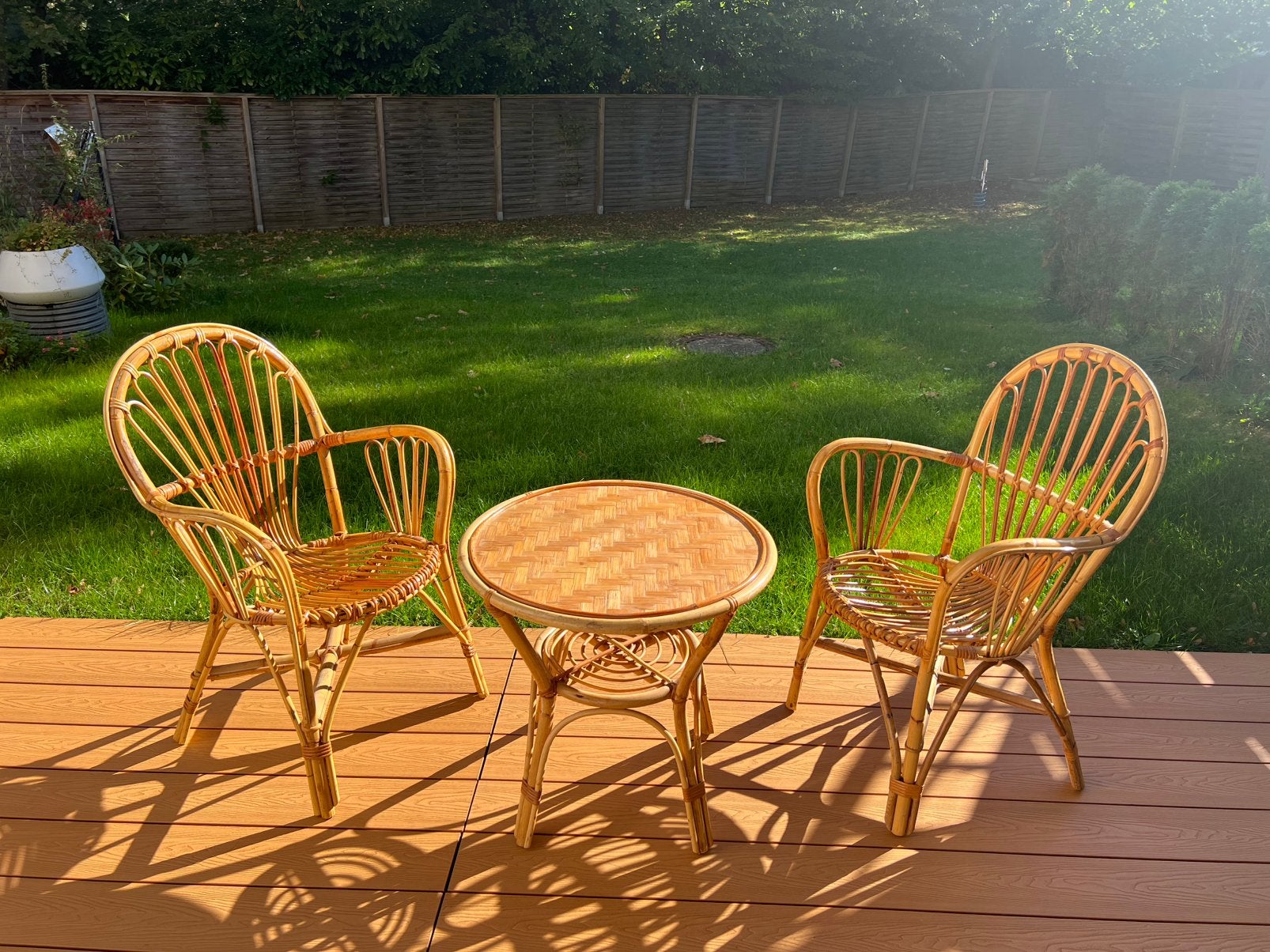 Vintage Rohé tuinset bamboe rotan jaren 60, Ophalen of Verzenden