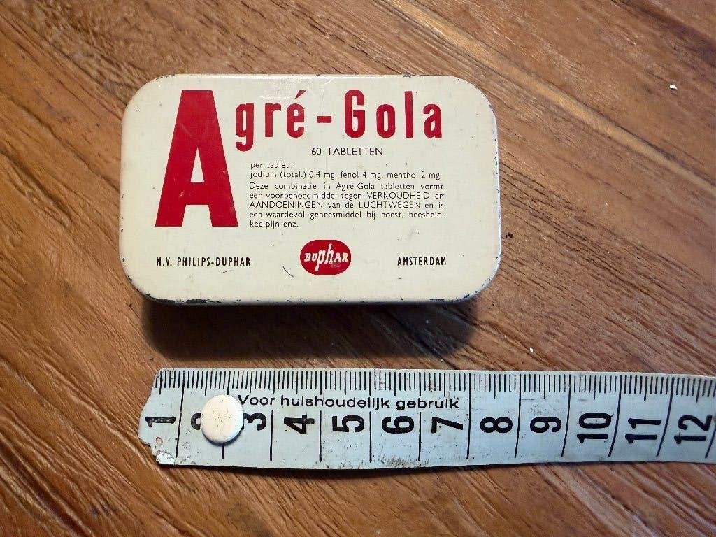Rood wit blikje Agré-Gola, Verzamelen, Ophalen of Verzenden, Gebruikt, Overige, Overige merken
