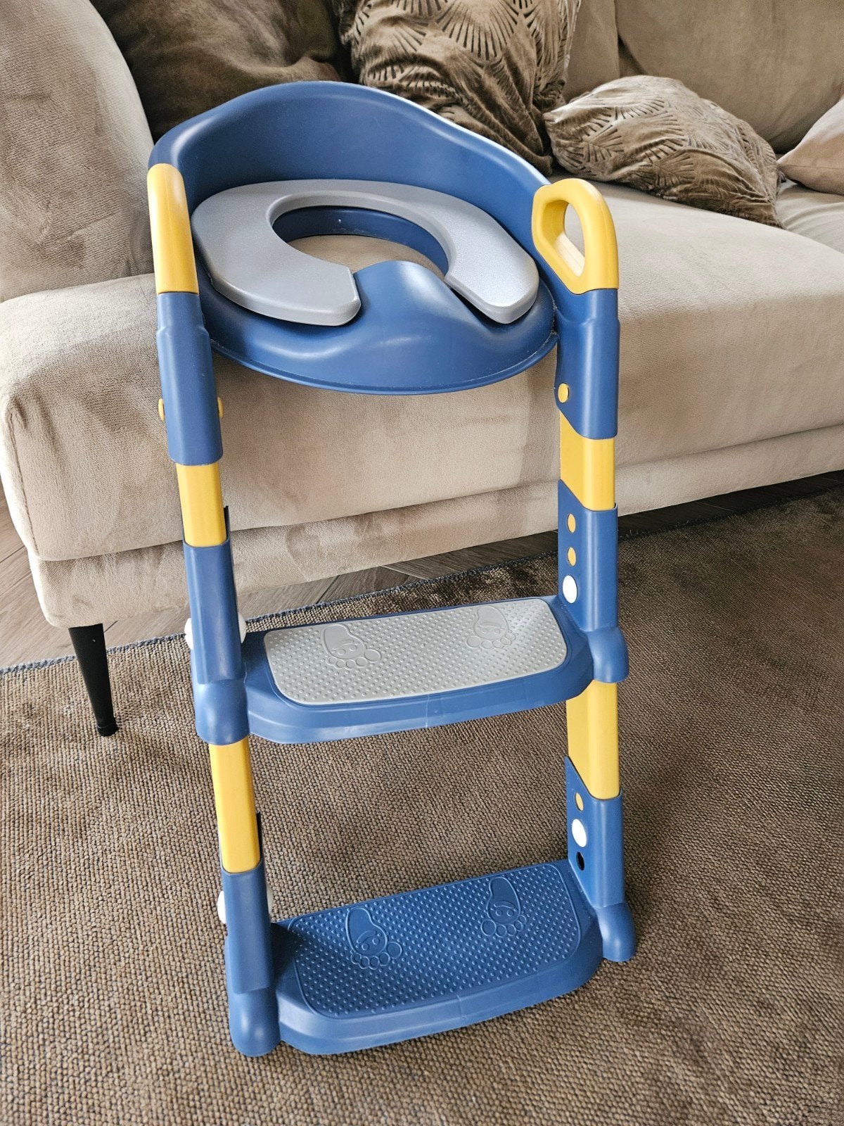Kinder toilet trainer met trapje - blauw/geel, Ophalen of Verzenden, Zo goed als nieuw