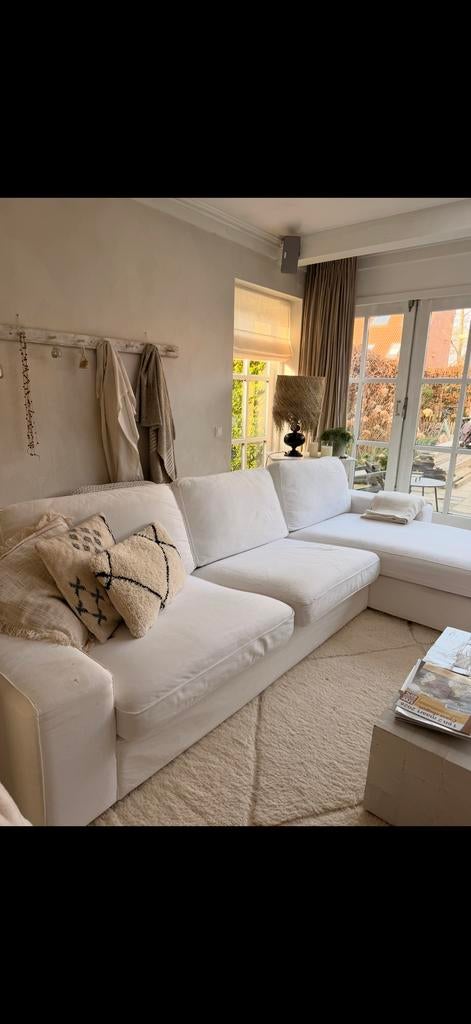 IKEA Kivik bank met chaise longue - wit, wasbaar, Huis en Inrichting, 250 tot 300 cm, Gebruikt, Ophalen of Verzenden, Vierpersoons of meer