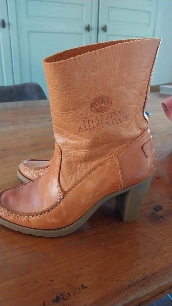 Shabbies laarsjes met hoge hak, maat 37. Oranje leer., Hoge laarzen, Shabbies Amsterdam, Oranje, Ophalen of Verzenden