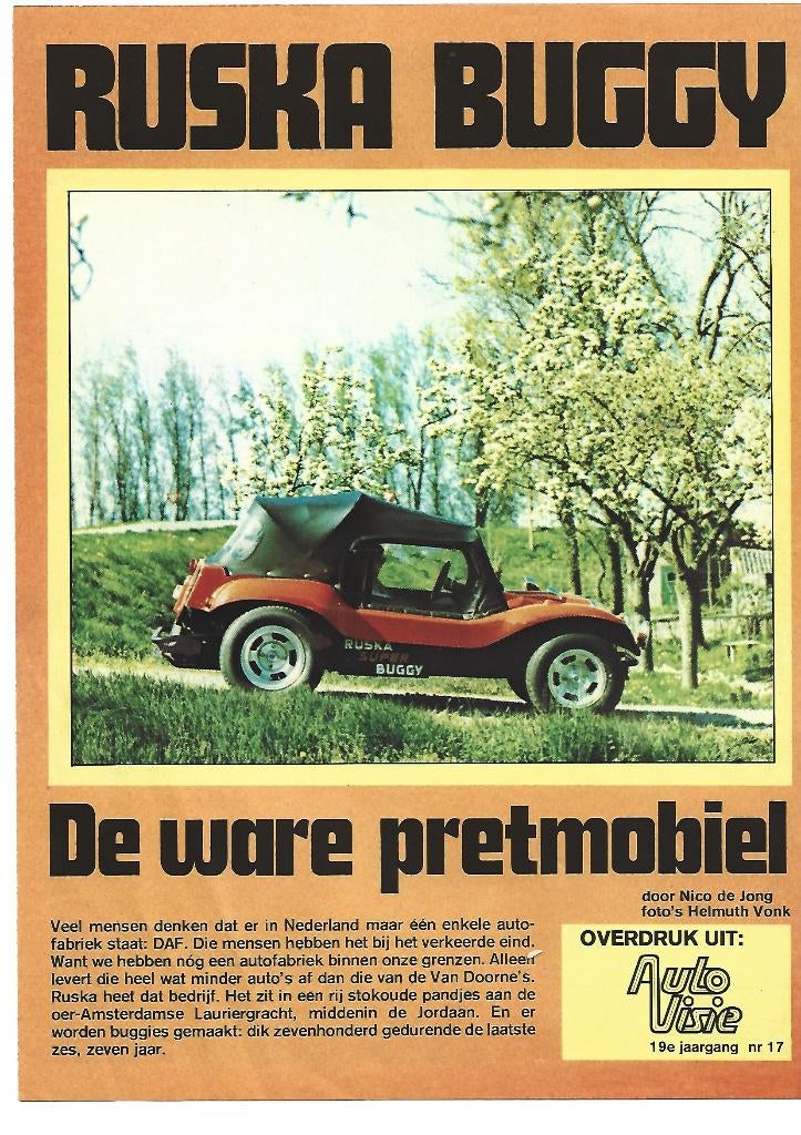 Ruska Buggy autovisie folder kitcar VW basis, Ophalen of Verzenden, Zo goed als nieuw, Volkswagen
