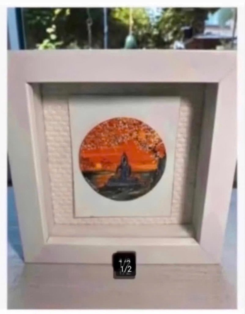 Verdiepte lijst met schilderijtje Boeddha shiva 15x15x3,5 cm, Huis en Inrichting, Ophalen of Verzenden, X, X, X