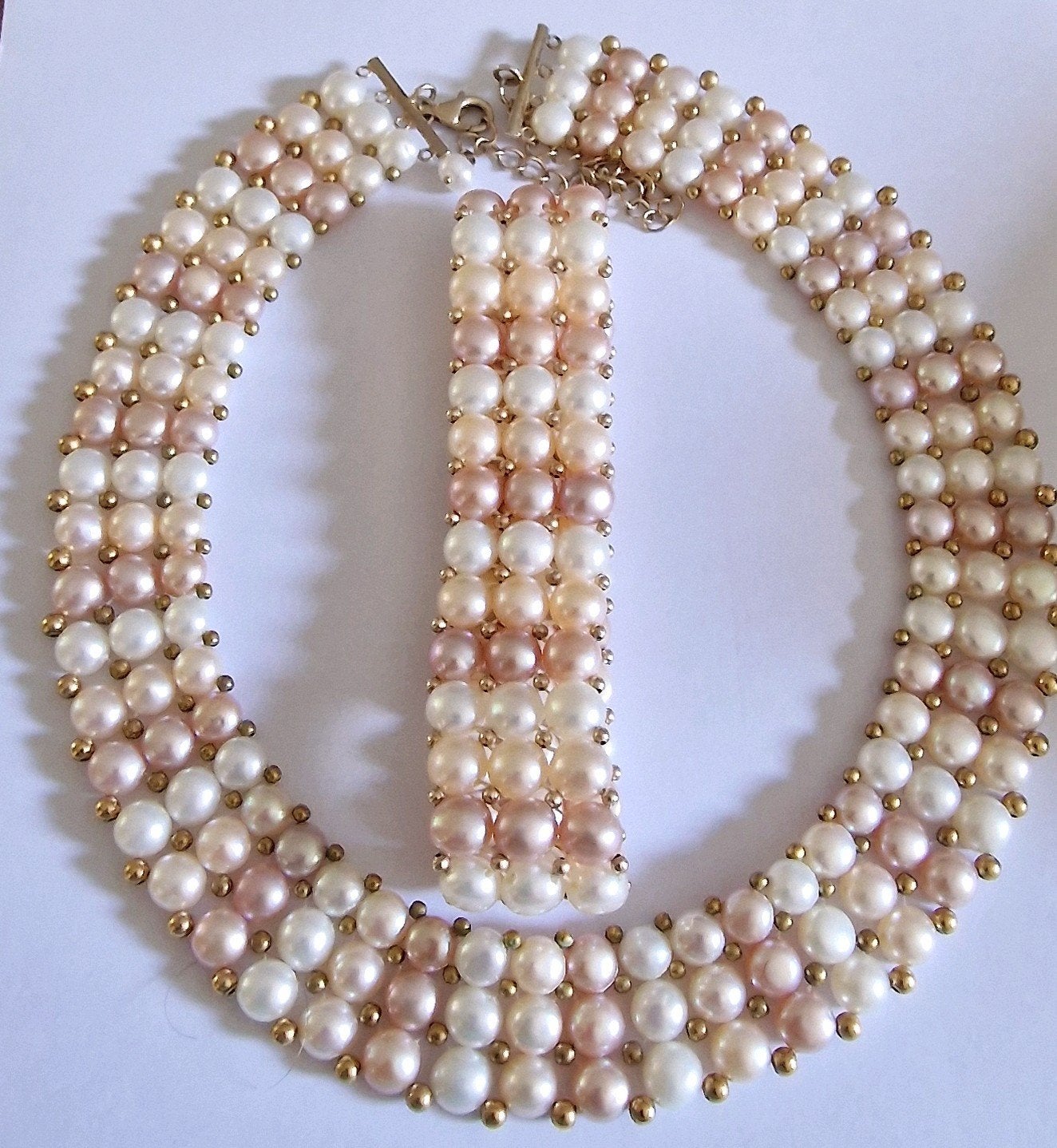 Parelketting met armband, zilver, 925, Verstelbaar, Ophalen of Verzenden, Zo goed als nieuw, Zilver
