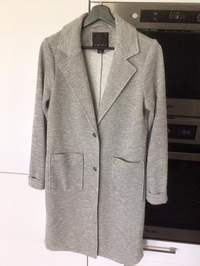 Amisu dames blazer-/jas grijs gemêleerd als nieuw KOOPJE, Ophalen of Verzenden, Zo goed als nieuw, Maat 36 (S), Grijs