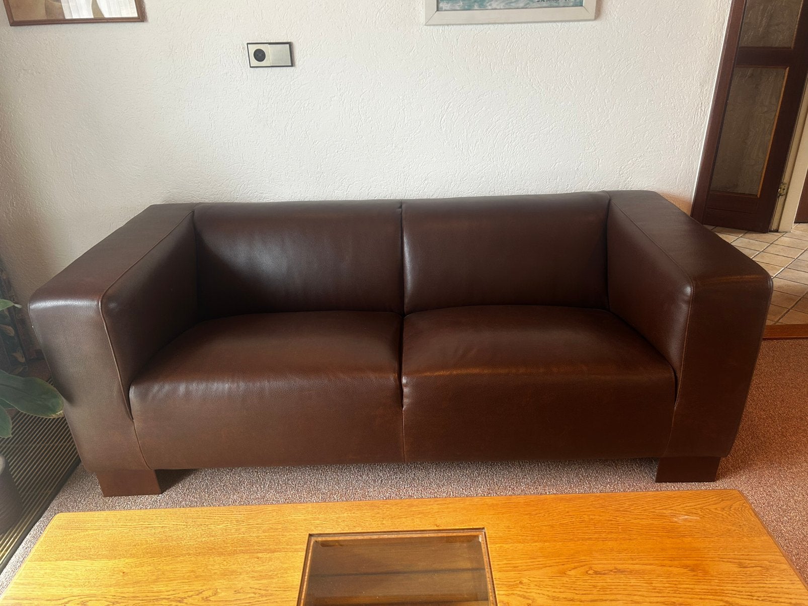 Linteloo bank! Prachtig, ècht leer + als nieuw, Ophalen, 150 tot 200 cm, Tweepersoons, Zo goed als nieuw
