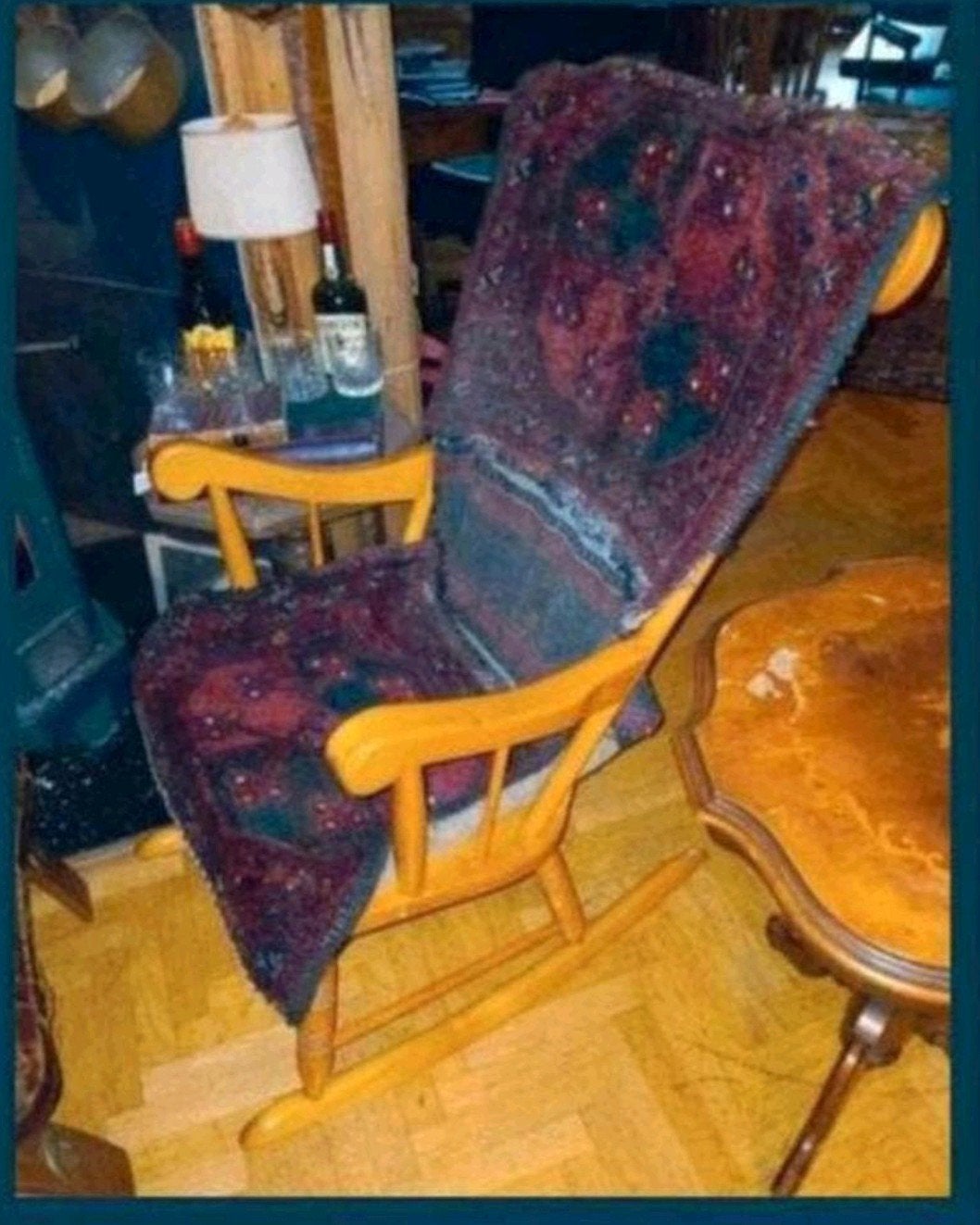 Vintage Houten Schommelstoel met Perzisch Tapijt, Antiek en Kunst, Antiek | Meubels | Stoelen en Banken, Ophalen