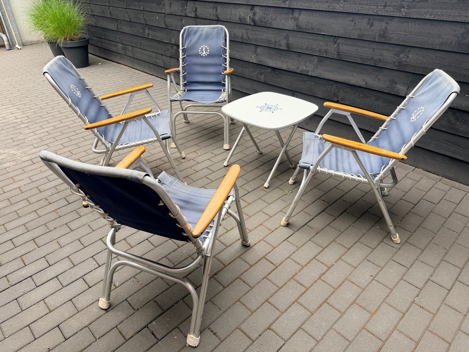 Kampeerset voor boot, tent of caravan: 4 Stoelen en Tafel, Caravans en Kamperen, Ophalen, Gebruikt