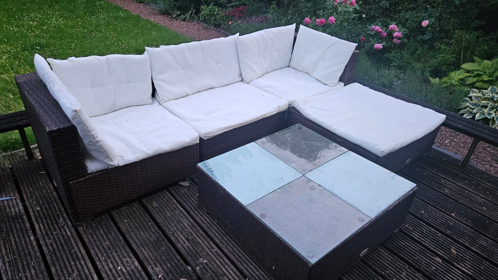 VidaXL Wicker Loungeset Bruin met Kussens, Ophalen, Gebruikt, Kunststof