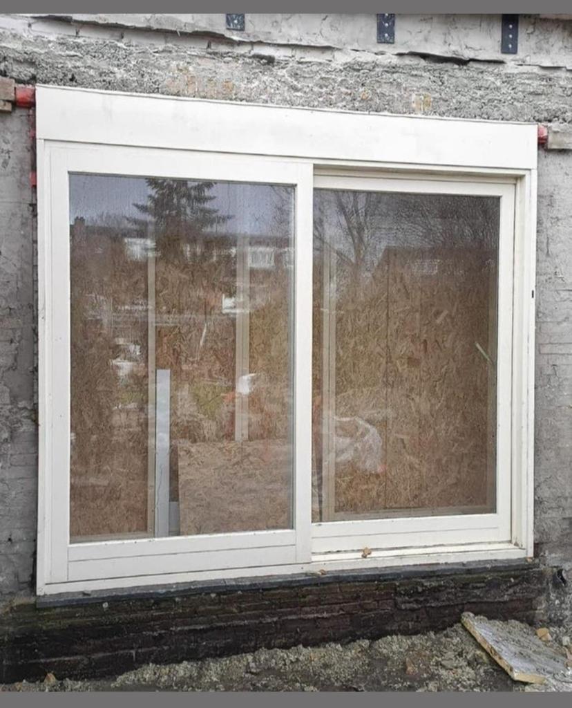 Hardhouten kozijnschuifpui dubbel glas driepuntssluitingen, 75 tot 150 cm, Raamkozijn, Ophalen of Verzenden, 75 tot 150 cm