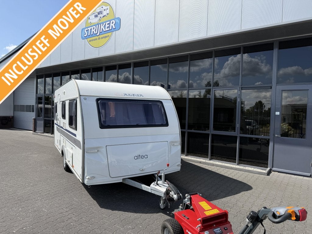 Adria Altea 472 LU Aparte bedden + Rondzit Tent Luifel Mover, Caravans en Kamperen, Caravans, Standaardzit, Lengtebed, Bedrijf
