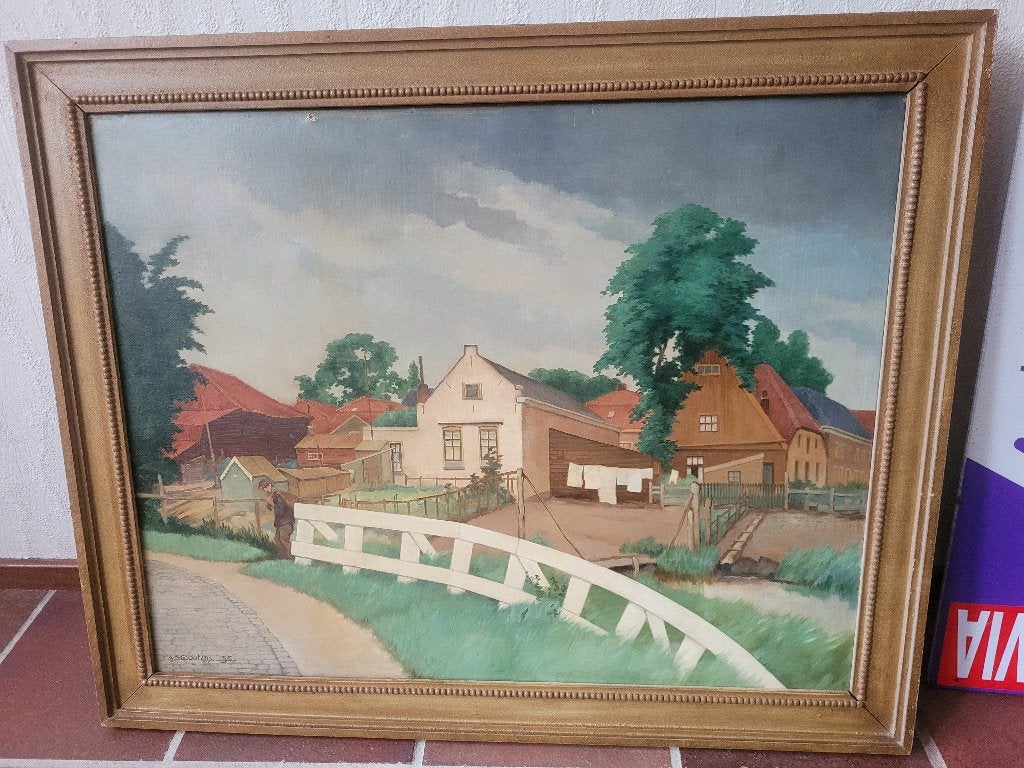 Olieverfschilderij A.J. Grootens (1864-1957) Jaren 30, Antiek en Kunst, Ophalen