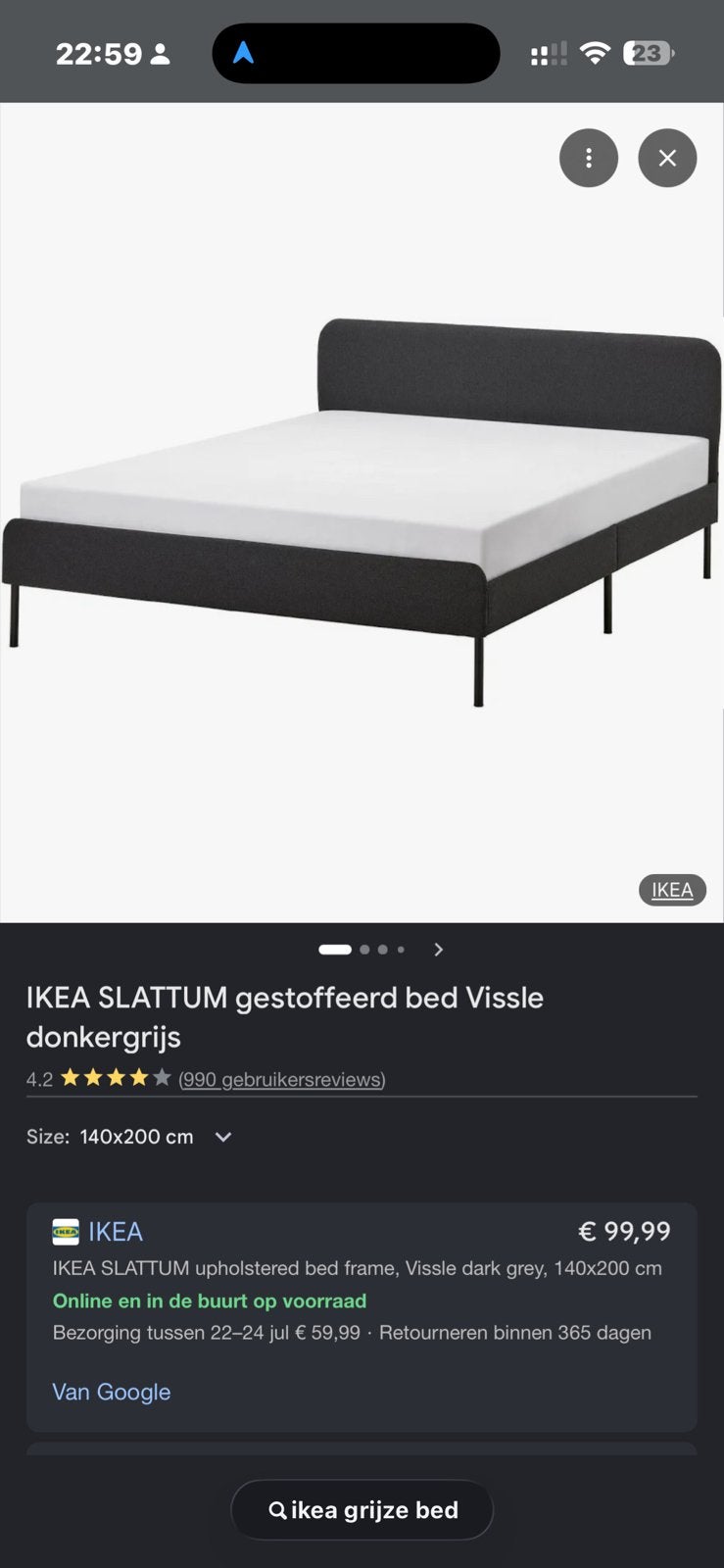 Ikea bed 140/200, Huis en Inrichting, Ophalen, Eenpersoons, Wit, Zo goed als nieuw