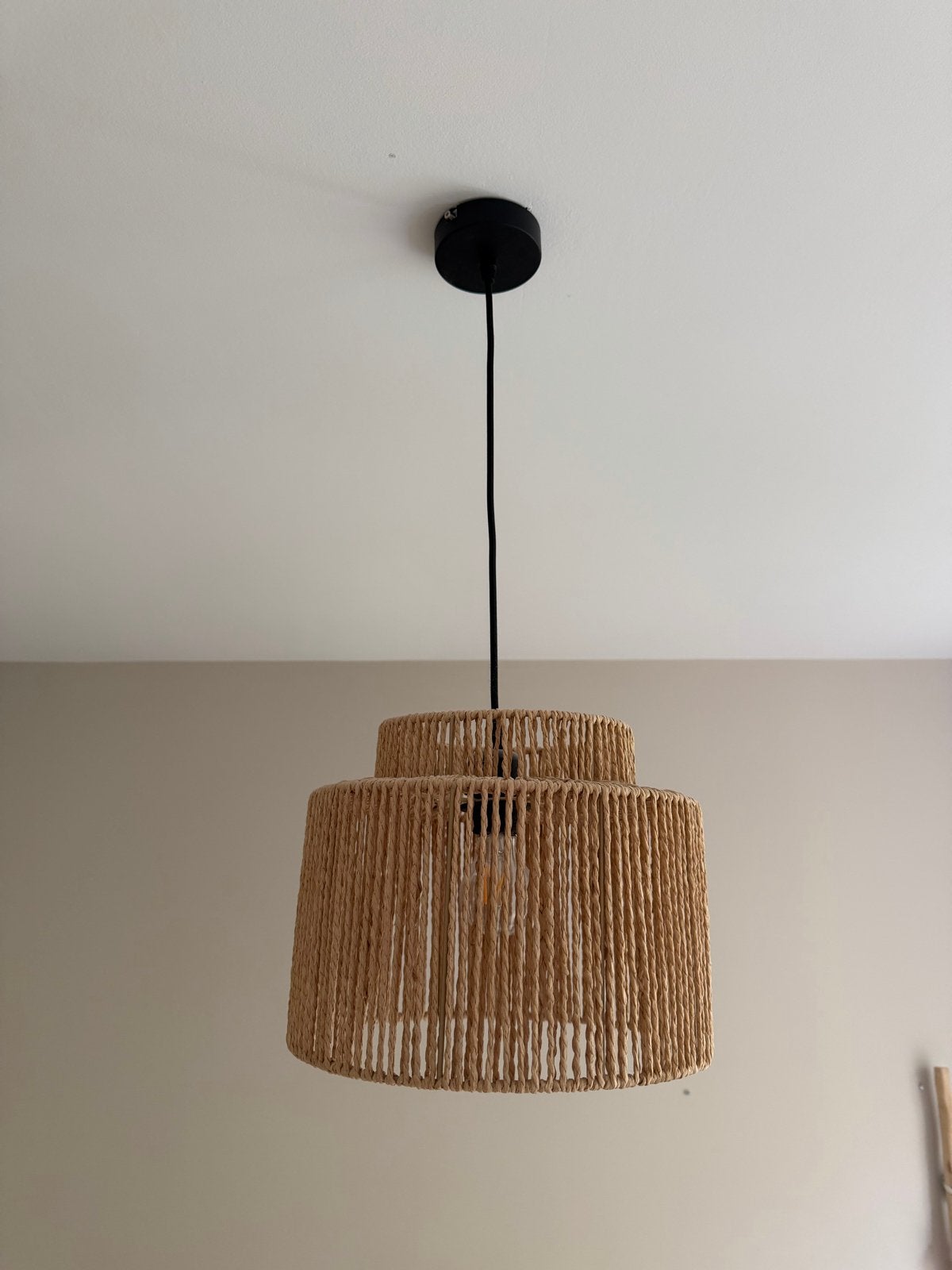 Hanglamp Jute/Rotan - Boheemse Stijl, Ophalen of Verzenden, Zo goed als nieuw, Natuurlijk materiaal, E27 (groot)