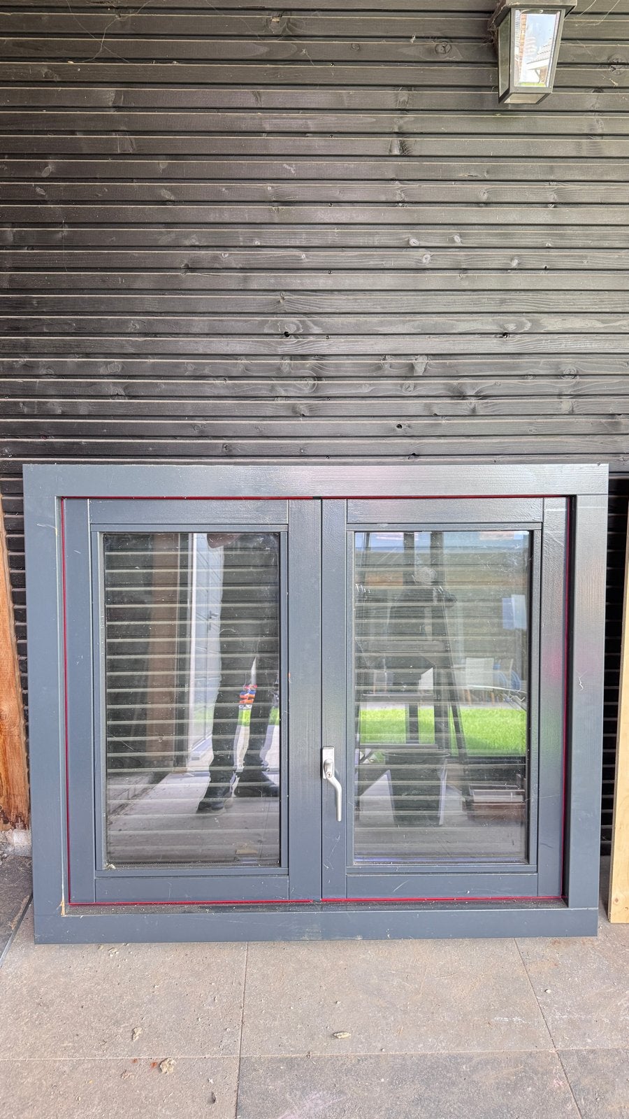 Antraciet raam 125x105 cm - Dubbelglas, Ophalen, Gevelraam of Ruit, Gebruikt, 80 tot 120 cm